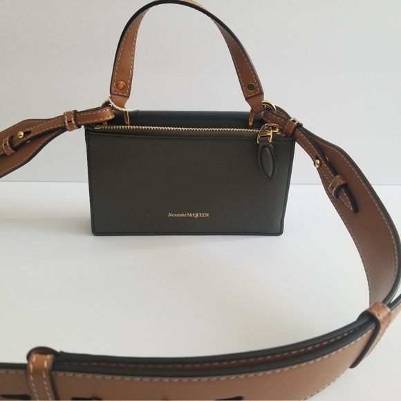 Alexander McQueen Skull Color Block Leather Crossbody Black White Brown … - Picture 3 of 12